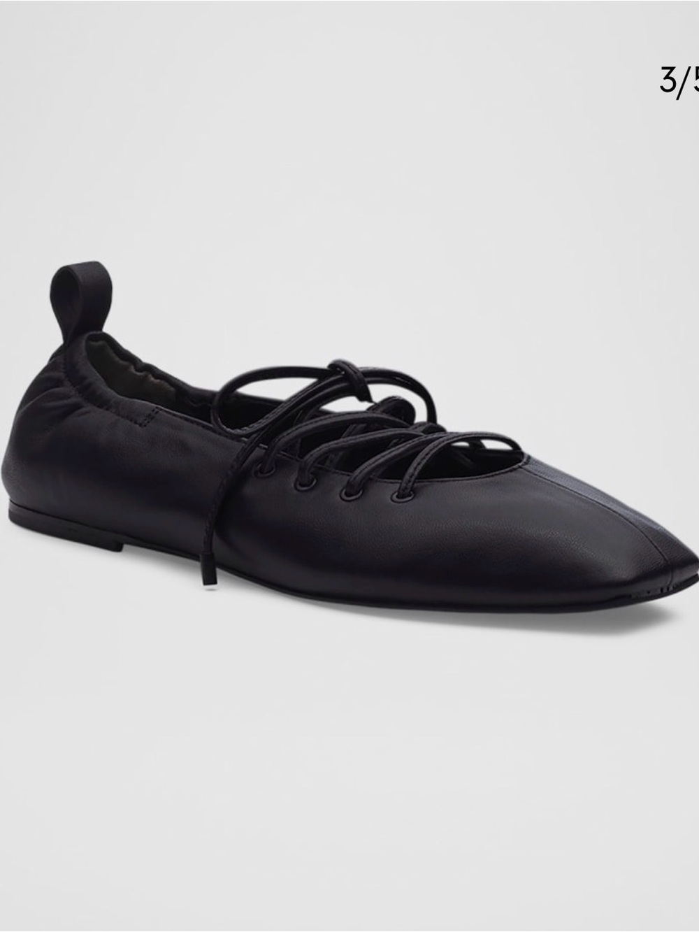 rag & bone Black Sophia lace-up leather ballerina flats